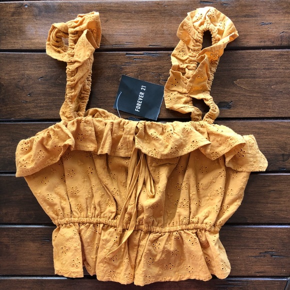 Forever 21 Tops - Forever 21 woven mustard crop top